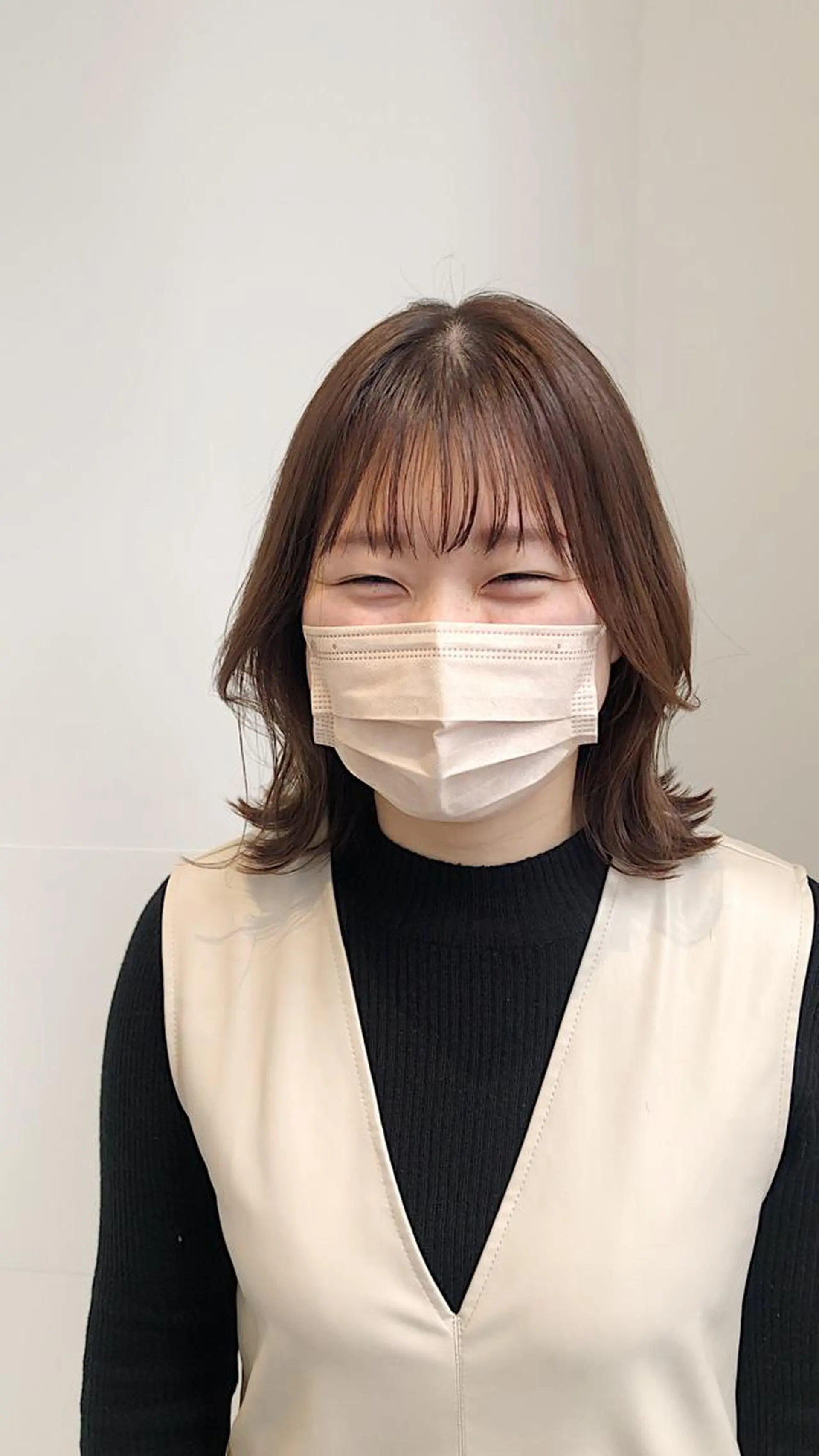 ミディアム カラー くびれヘア くびれレイヤー レイヤーカット カット ヘアカラー トリートメント 髪質改善/顔まわり 石原のヘアスタイル