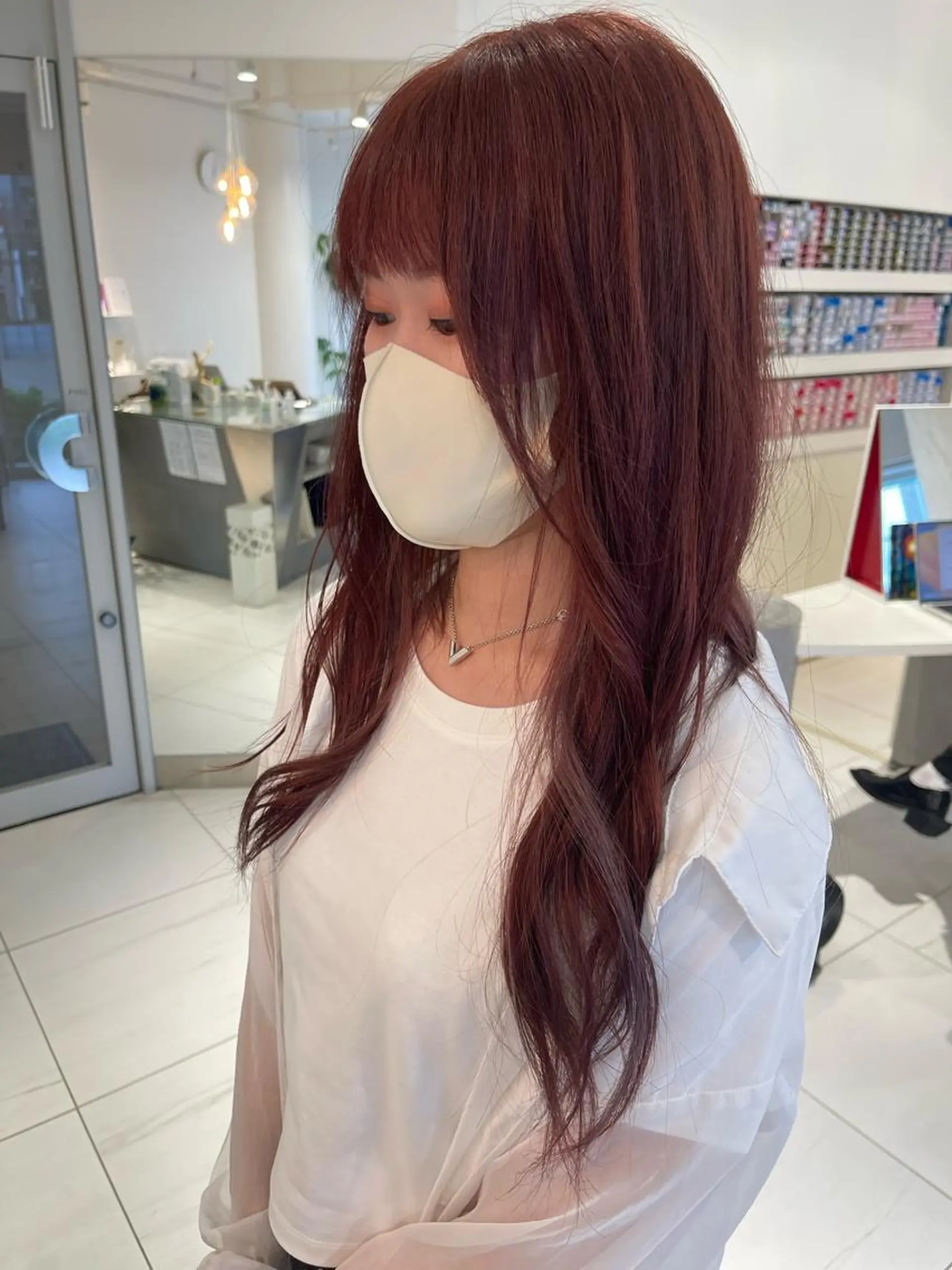 セミロング カラー ベージュカラー 透明感カラー インナーカラー ピンクカラー ピンクベージュ 由比藤理子 ブリーチカラー🌈のヘアスタイル
