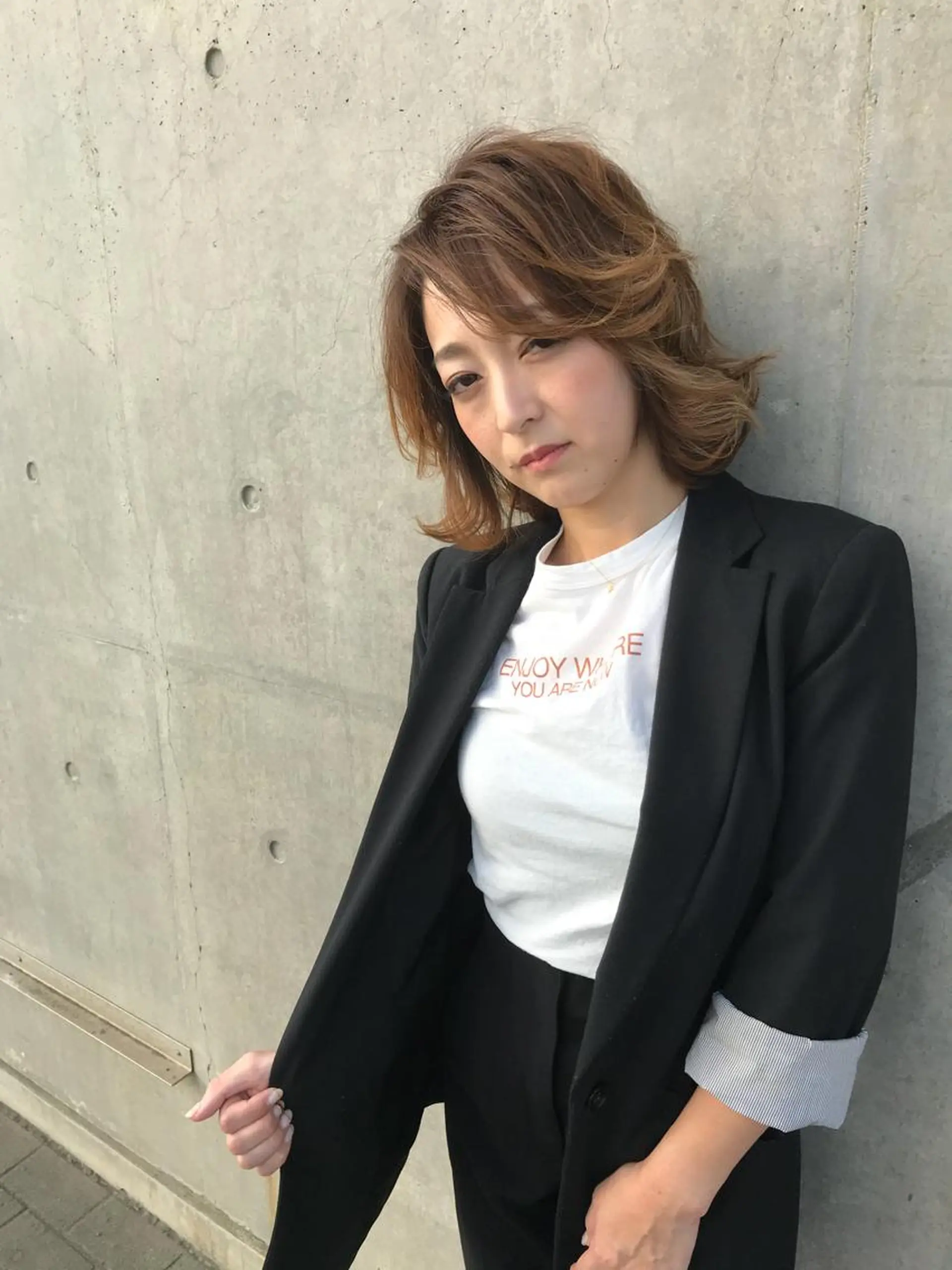 ミディアム パーマ hair&design Navy所属・石井 彰浩のヘアスタイル