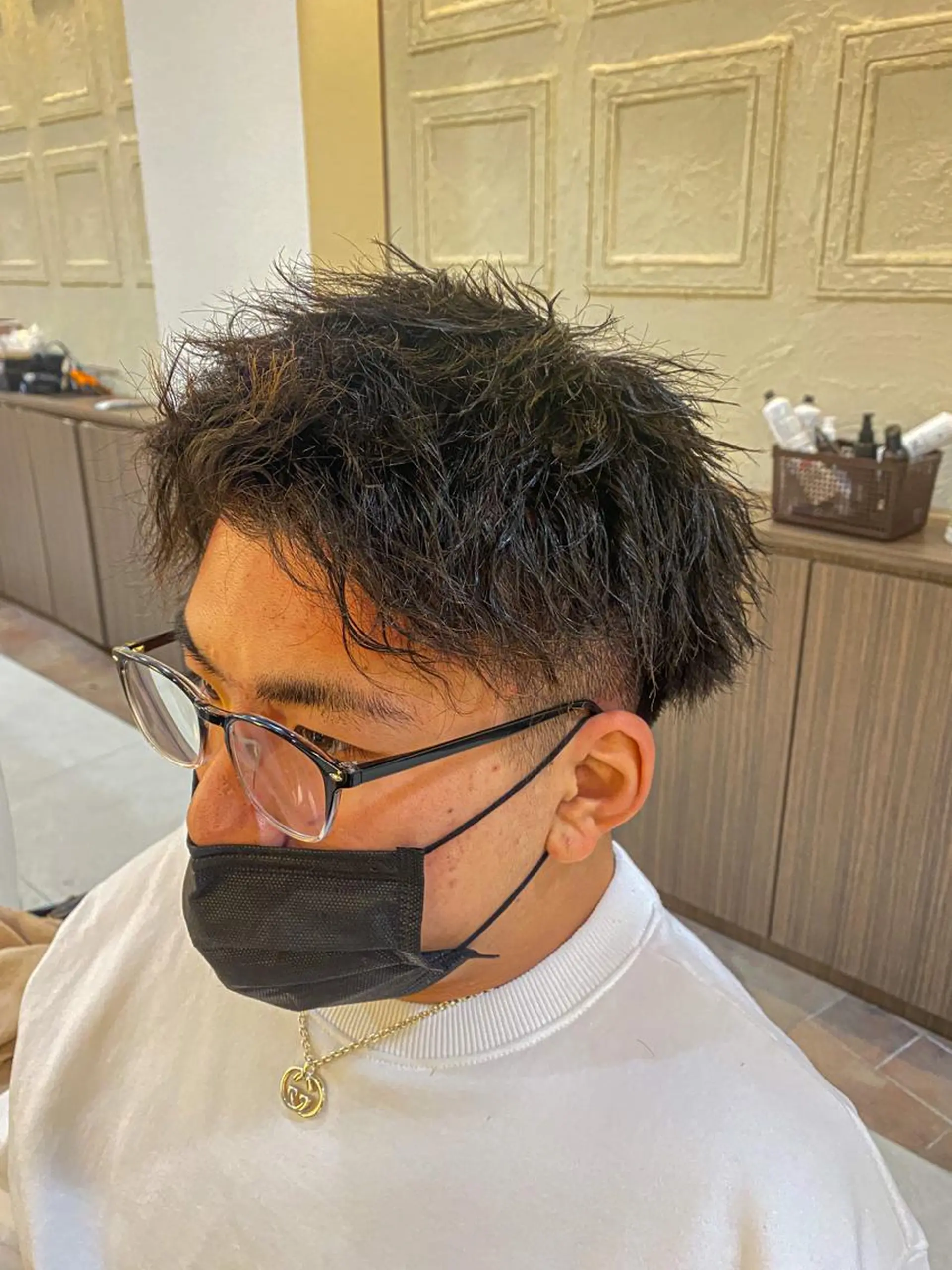 パーマ メンズ カット パーマ トリートメント スパイラル波巻き パーマ井本汰壱のヘアスタイル