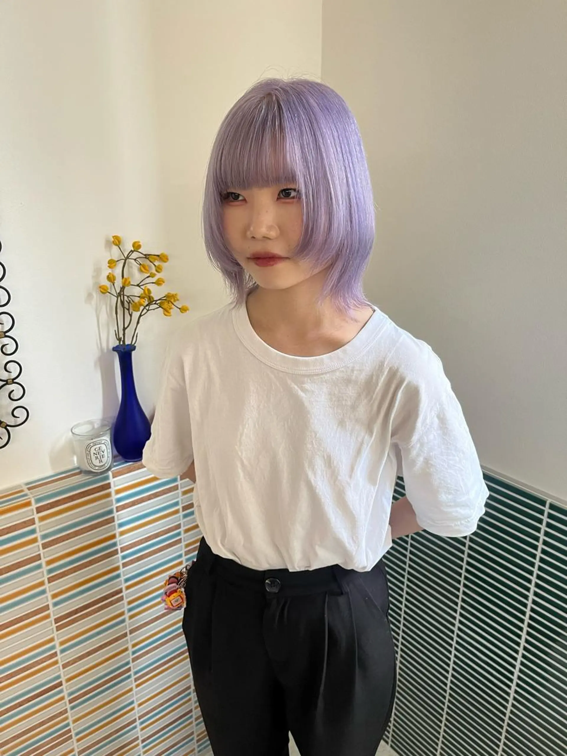 ミディアム カラー ブリーチ ラベンダーカラー ヘアカラー トリートメント 🩷ハイトーン透明感 レイヤー🩷ユリカのヘアスタイル