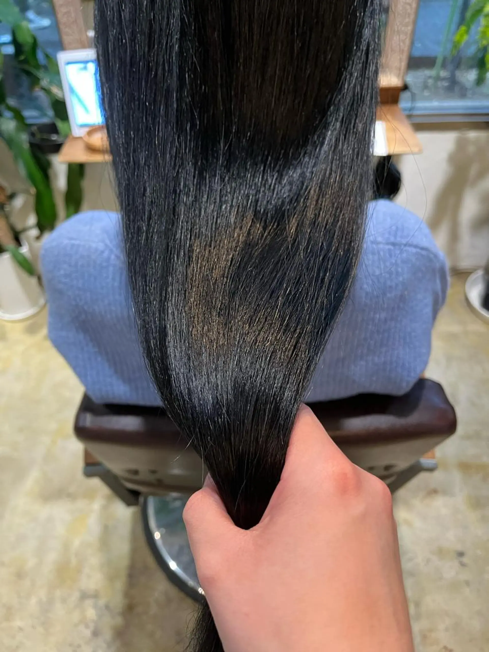 カラー 黒髪 ブルーカラー ブルーブラック えんぐちとも／透明感 カラー／博多ボブのヘアスタイル