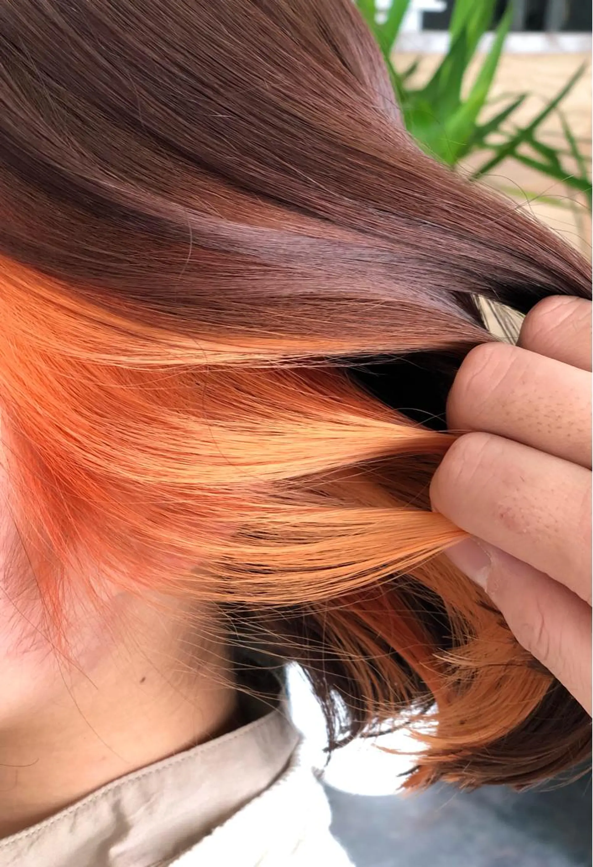 ミディアム カラー インナーカラー オレンジ ボブ ヘアカラー トリートメント wavi hair所属・後藤 ユウキ/髪質改善🫧のヘアスタイル