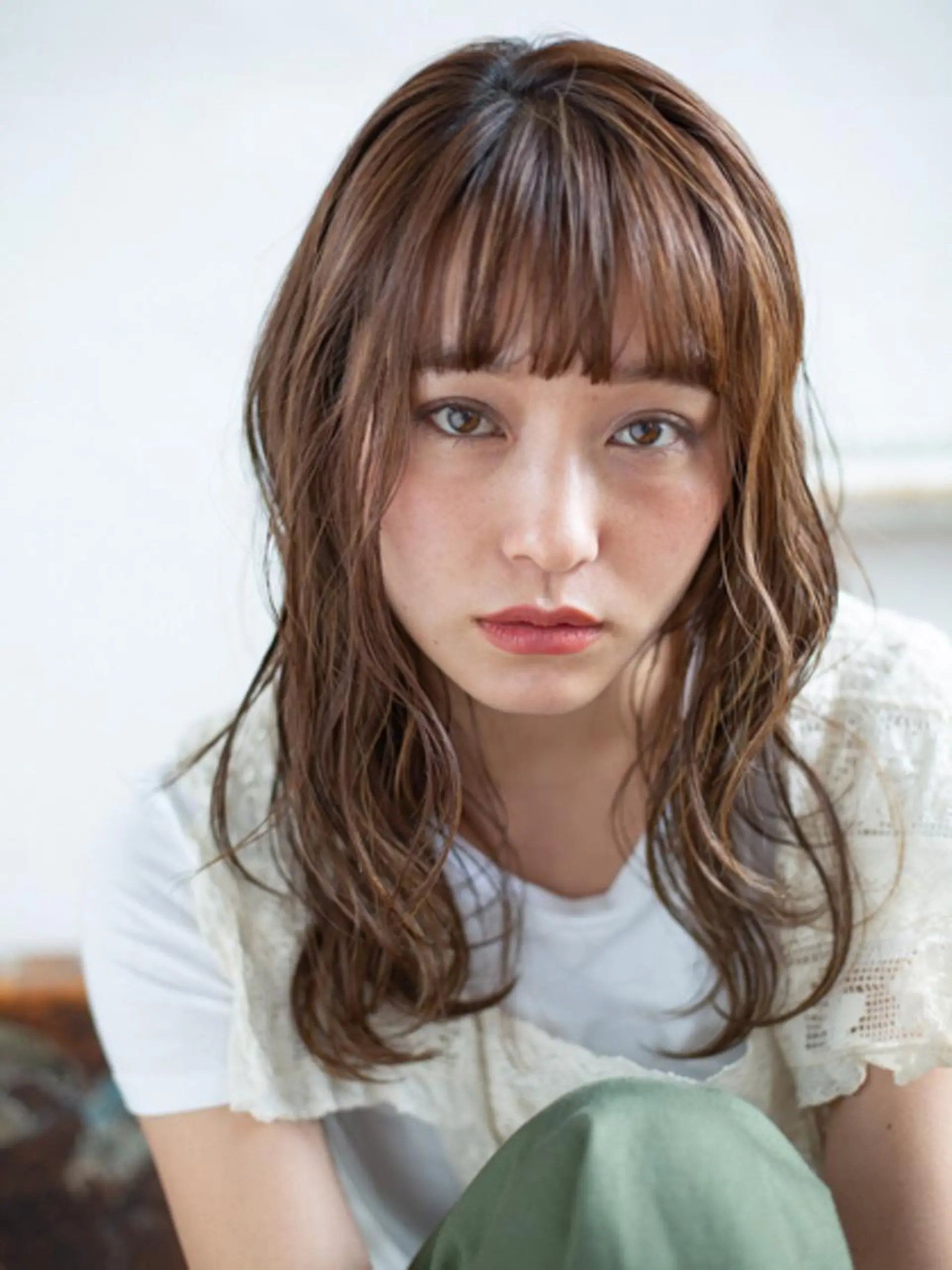 セミロング カラー パーマ ハイライトカラー ハイライト カット パーマ トリートメント 福島 浩司のヘアスタイル