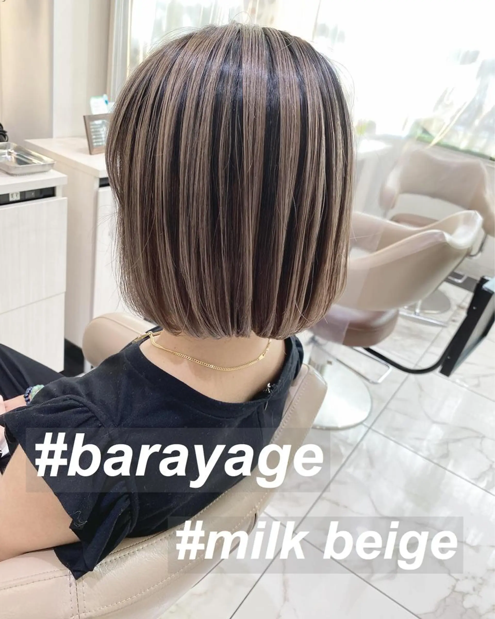 ミディアム カラー バレイヤージュ ボブ レイヤーカット カット ヘアカラー 山崎俊輔/髪質改善 /バレイヤージュのヘアスタイル