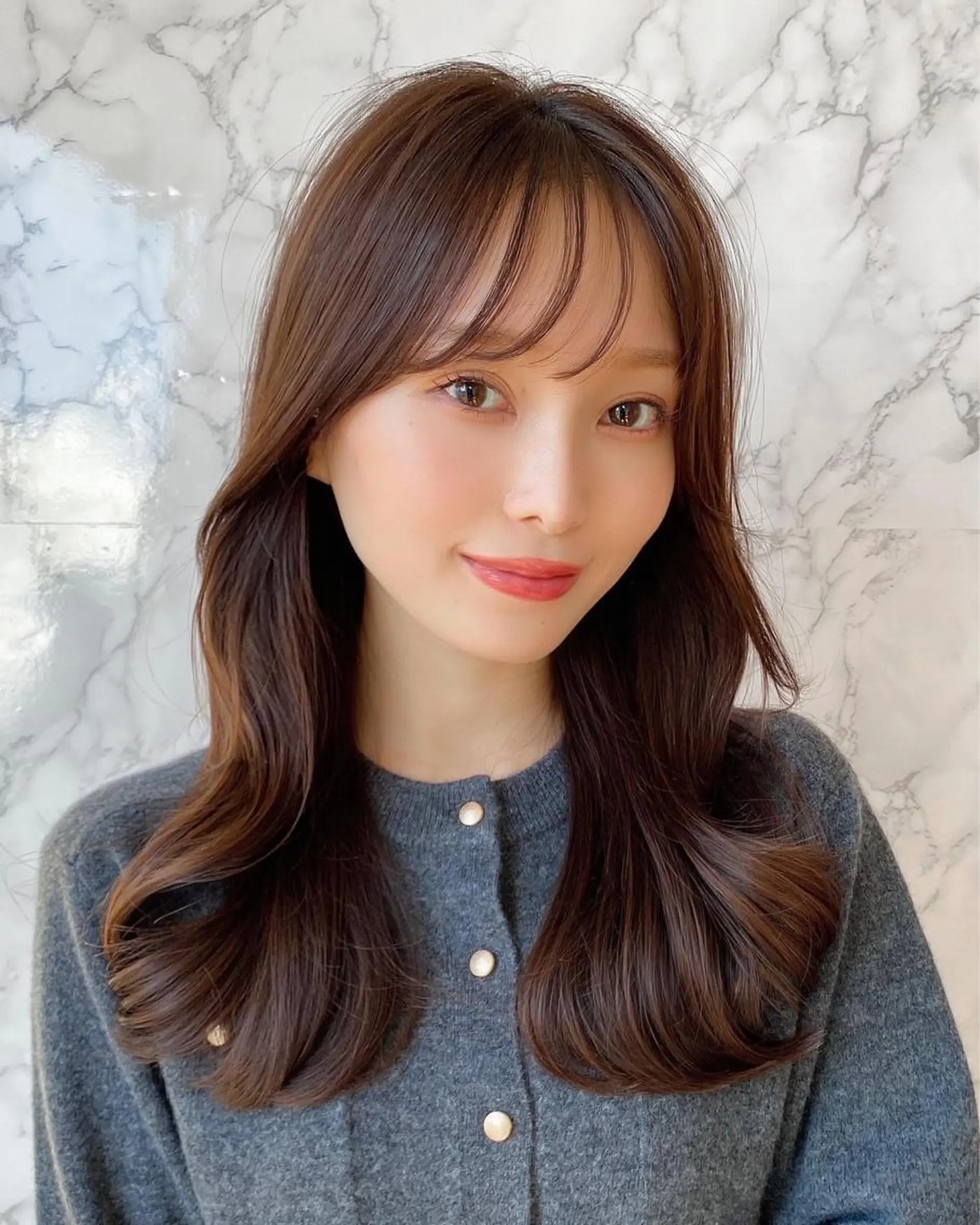 ロング くびれヘア 髪質改善 ロング 縮毛矯正 カット ヘアカラー トリートメント 🧡くびれヘア/前髪 顔周り🧡久原結衣のヘアスタイル