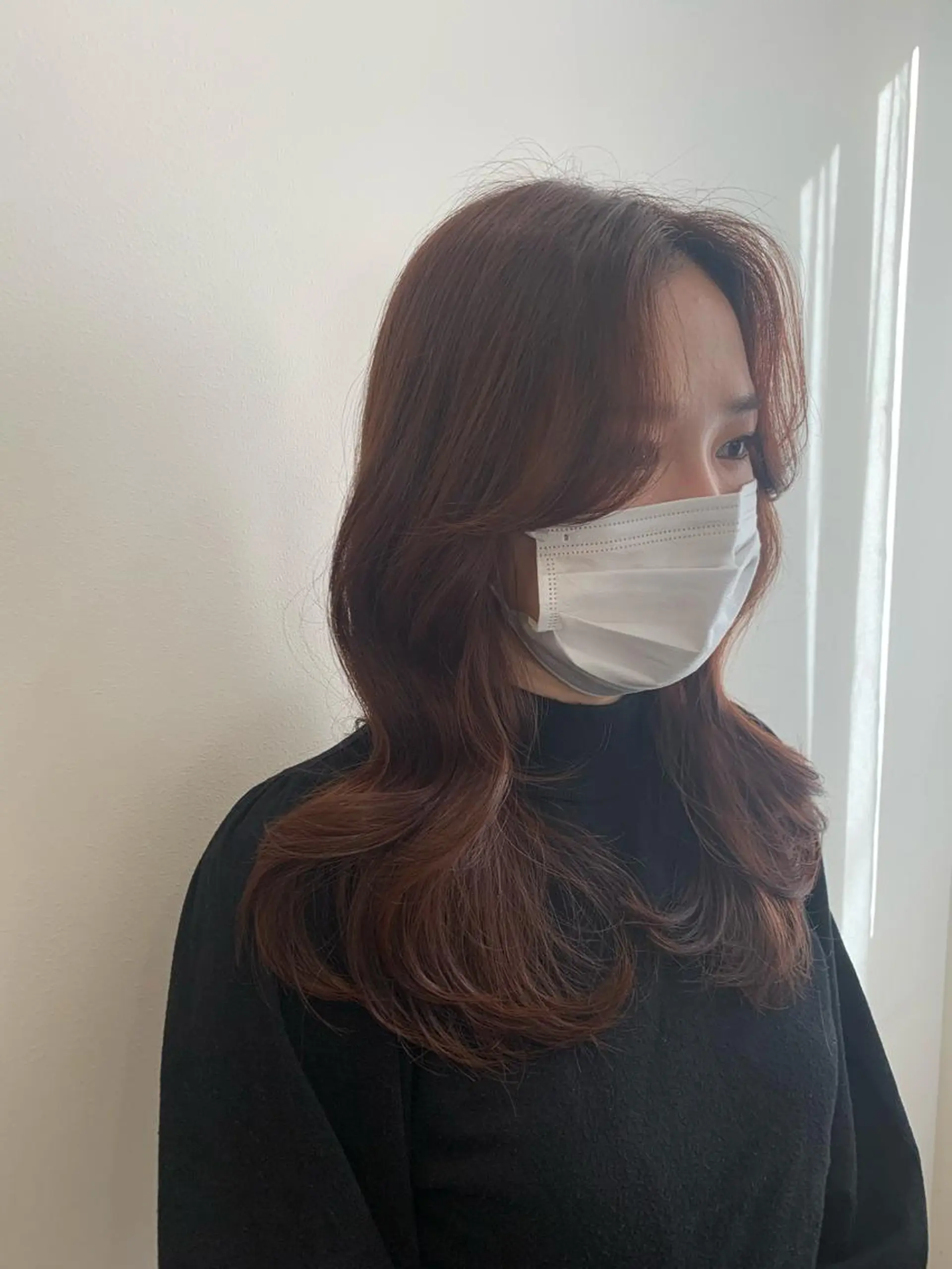 ロング カラー ブラウンカラー ヨシンモリ レイヤーカット 現地韓国ヘア🇰🇷 Chisaki치사키のヘアスタイル