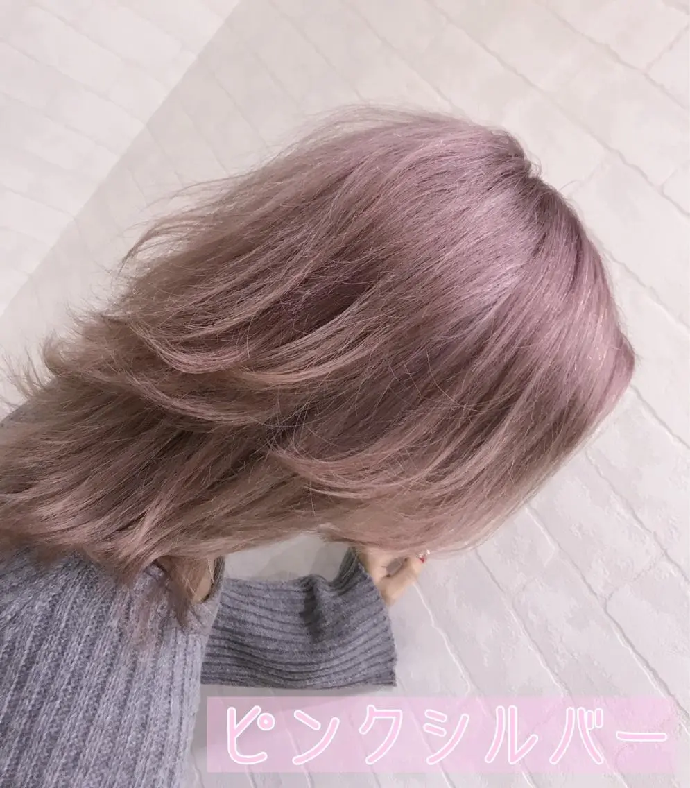 ミディアム カラー ピンクカラー シルバー BAY ソウタのヘアスタイル