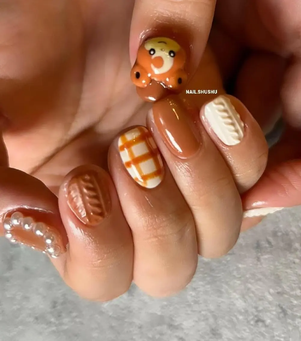 ネイル 持ち込み ニュアンスネイル シンプルネイル 冬ネイル 3dパーツ/流行り 👧shushu❤️のネイルデザイン