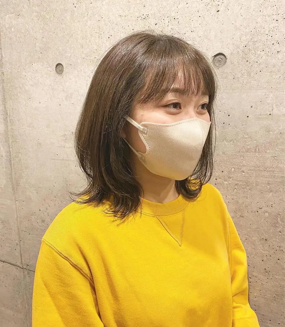 ミディアム カラー ベージュカラー オリーブベージュ 後藤紗英/髪質改善 /オリーブベージュのヘアスタイル