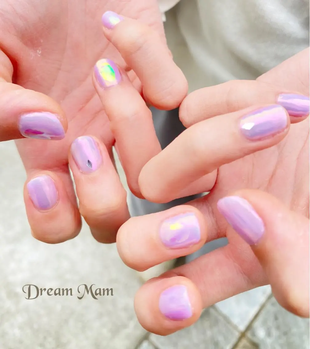 ネイル フレンチネイル ジェルネイル ガラスフレンチ グリーン 大理石ネイル(マーブル) Nail Salon Ｄream Mamのネイルデザイン