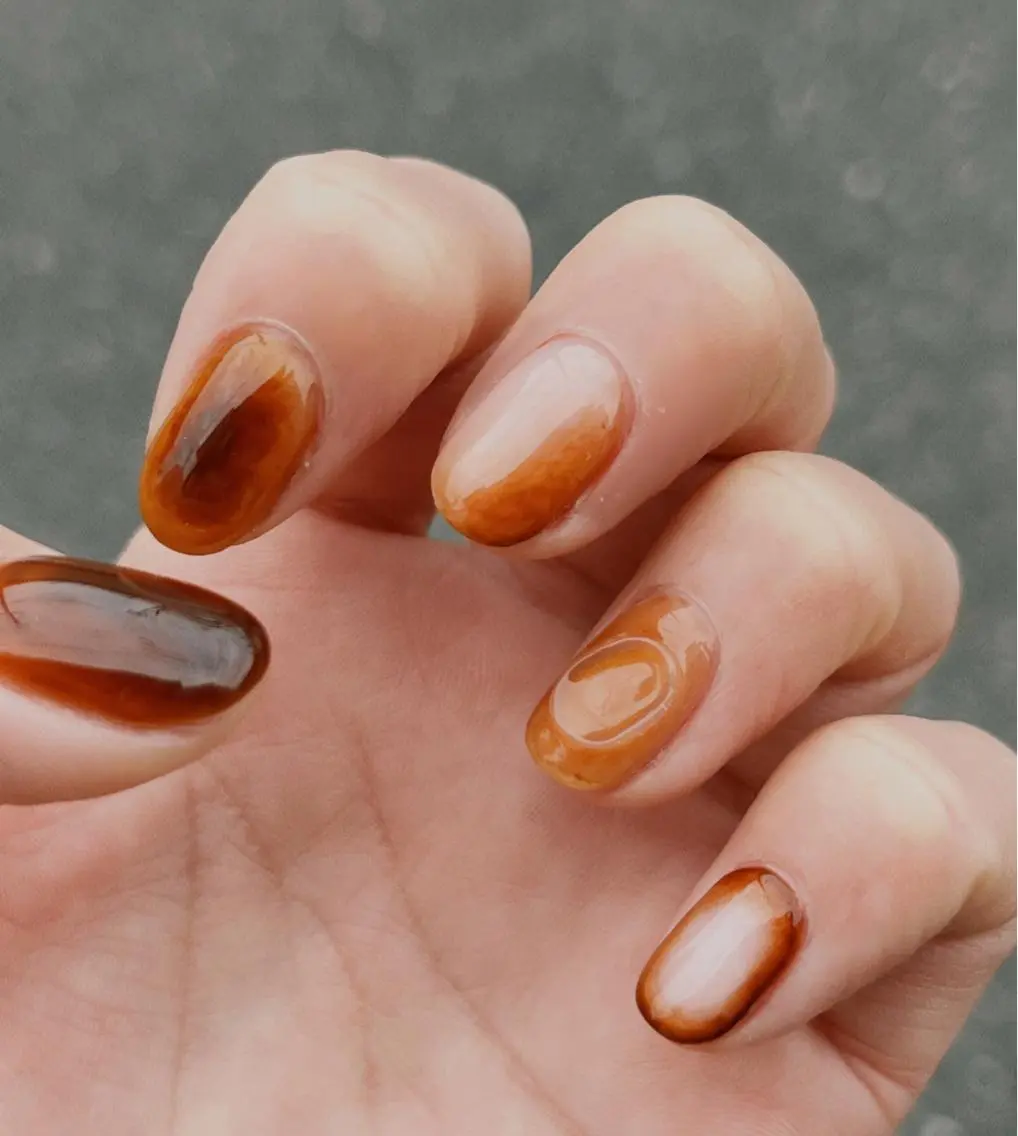 ネイル ブラウン クリアネイル nailworks mのネイルデザイン