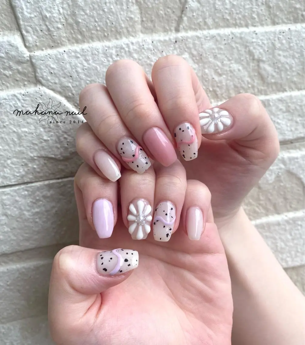 ネイル フラワーネイル 持ち込み ぷっくりネイル mahana nailのネイルデザイン
