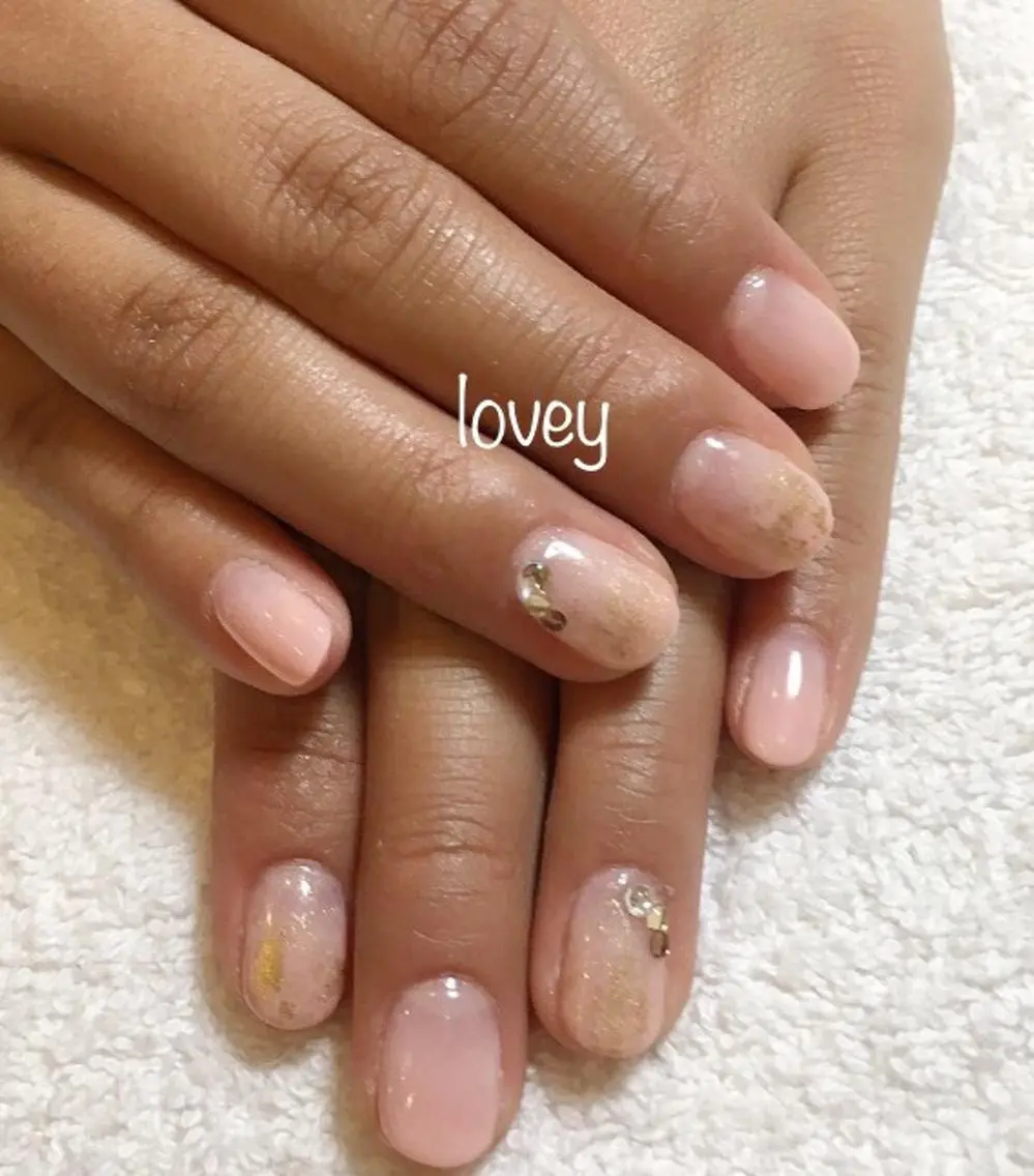 ネイル アートネイル ゴールド グラデーション オレンジ プライベートサロン loveyのネイルデザイン