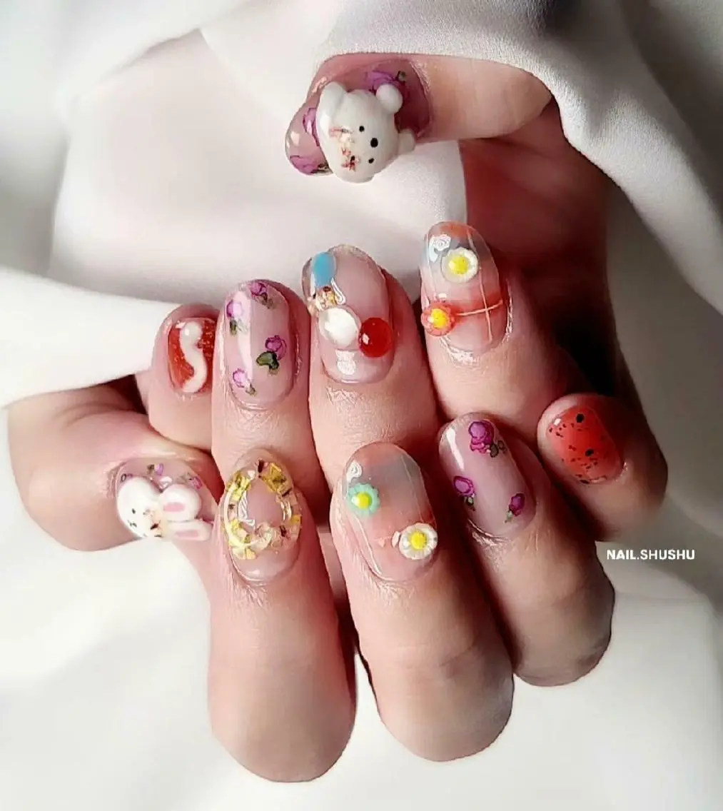 ネイル 持ち込み ニュアンスネイル ワンカラーネイル シンプルネイル 夏ネイル 3dパーツ/流行り 👧shushu❤️のネイルデザイン