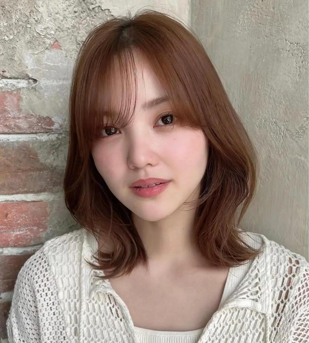 ミディアム くびれヘア シースルーバング サイドバング 🧡くびれヘア/前髪 顔周り🧡久原結衣のヘアスタイル