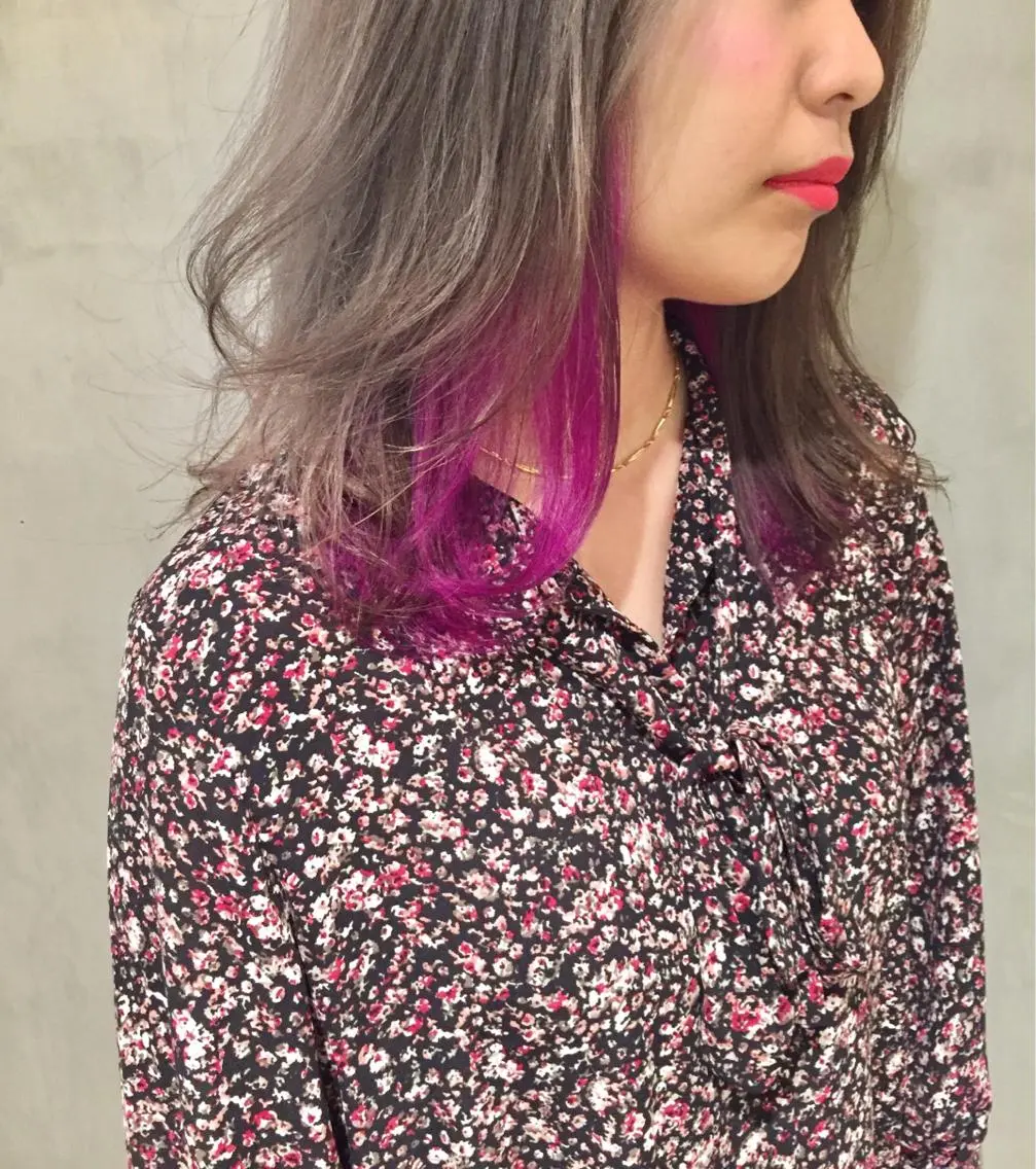 ミディアム カラー パープルカラー カット ヘアカラー トリートメント 大西 直人のヘアスタイル