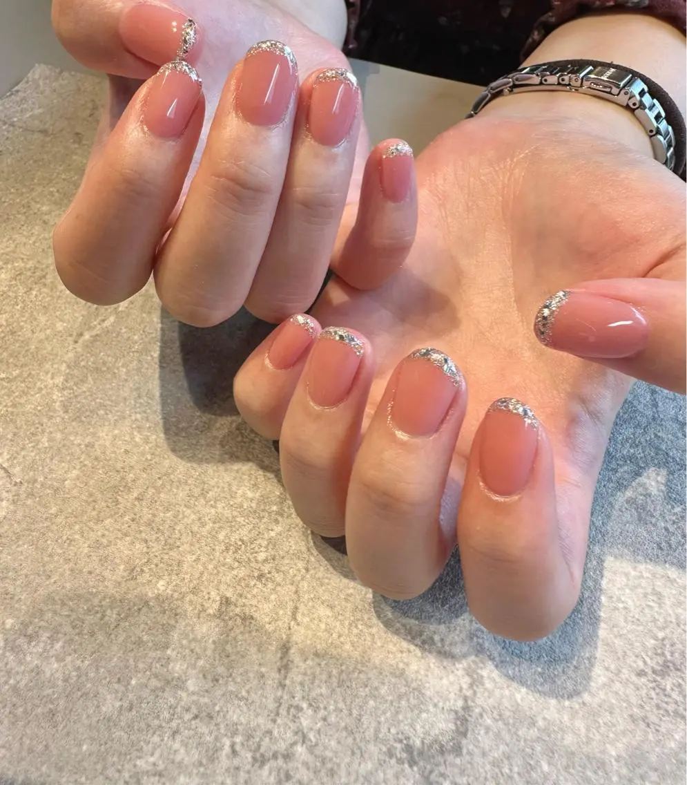 ネイル フレンチネイル ガラスフレンチ ハンドネイル Baden Nail ﾊﾞ-ﾃﾞﾝ ﾈｲﾙのネイルデザイン