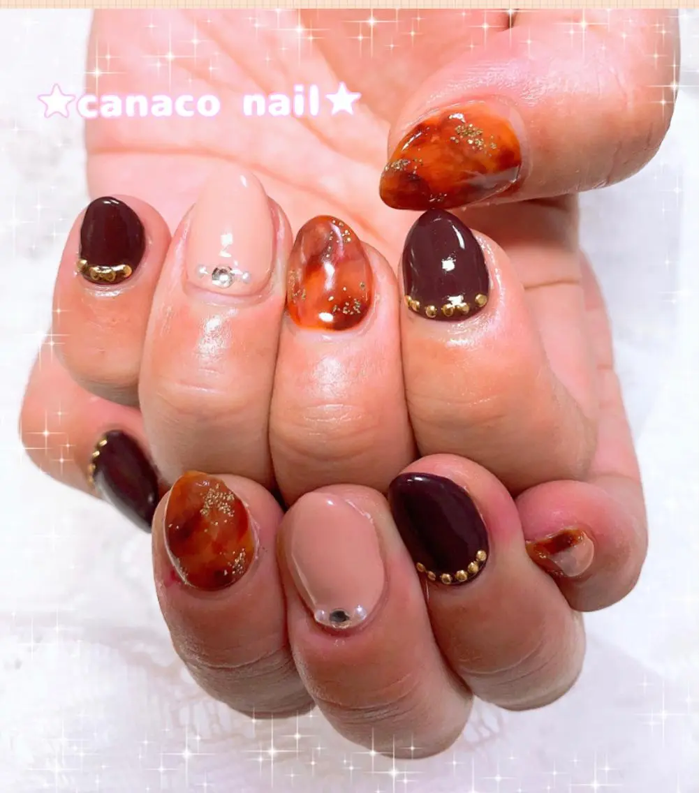 ネイル べっ甲ネイル ハンドネイル ハンドケア ベテランネイル cnc nailのネイルデザイン
