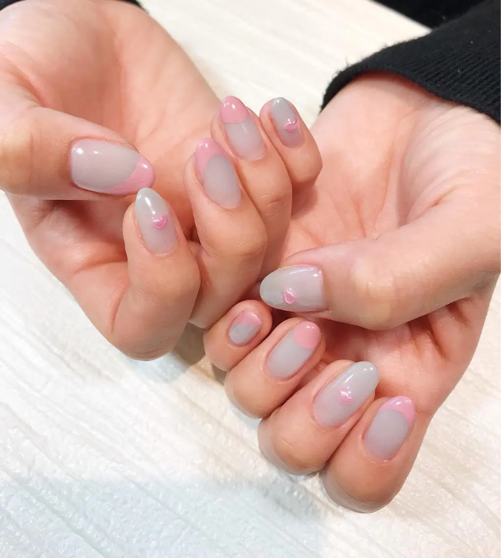 ネイル フレンチネイル ピンク ハンドネイル NAILSALON AMULEのネイルデザイン