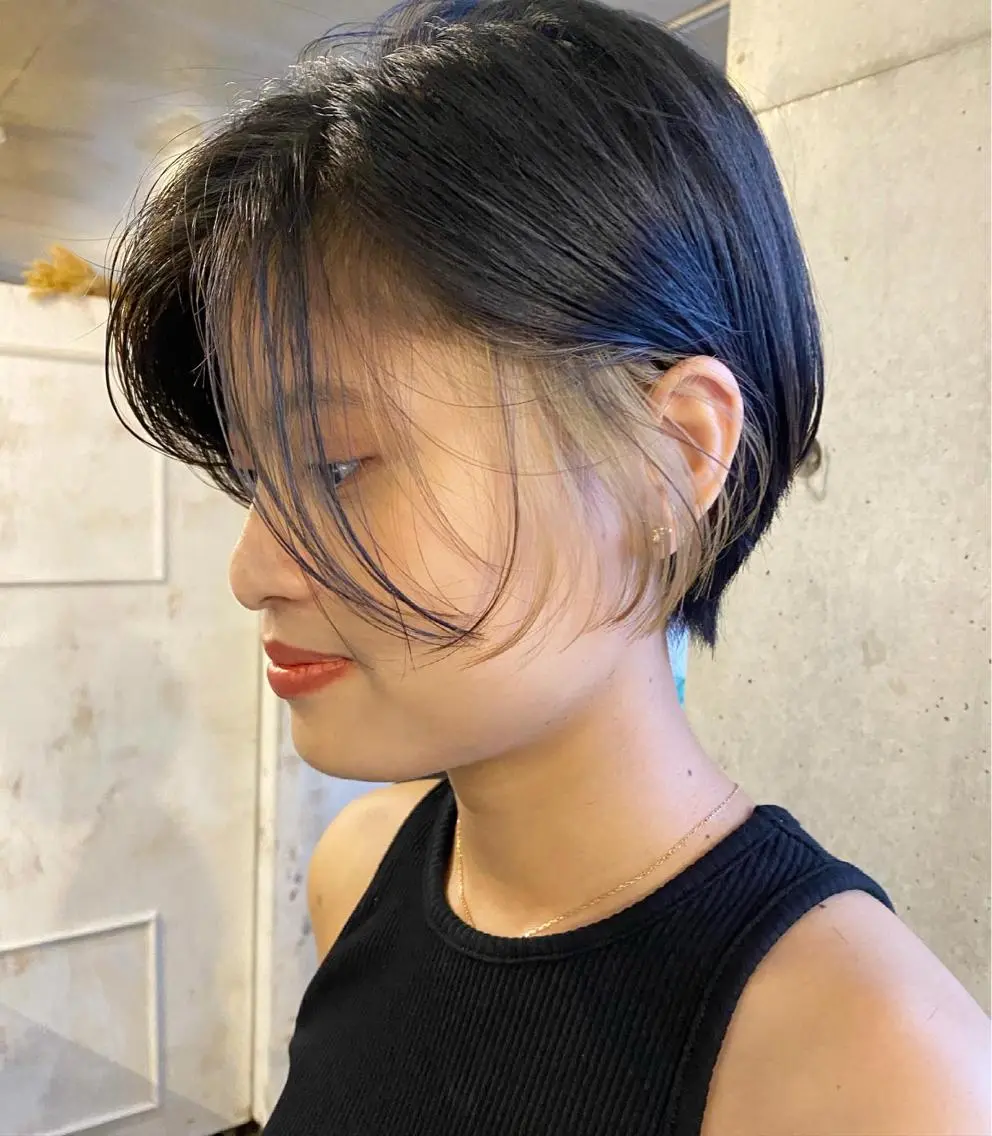 ショート カラー パーマ ヘアアレンジ メンズ ネイル マツエク・マツパ 黒髪 モリモト サナのヘアスタイル