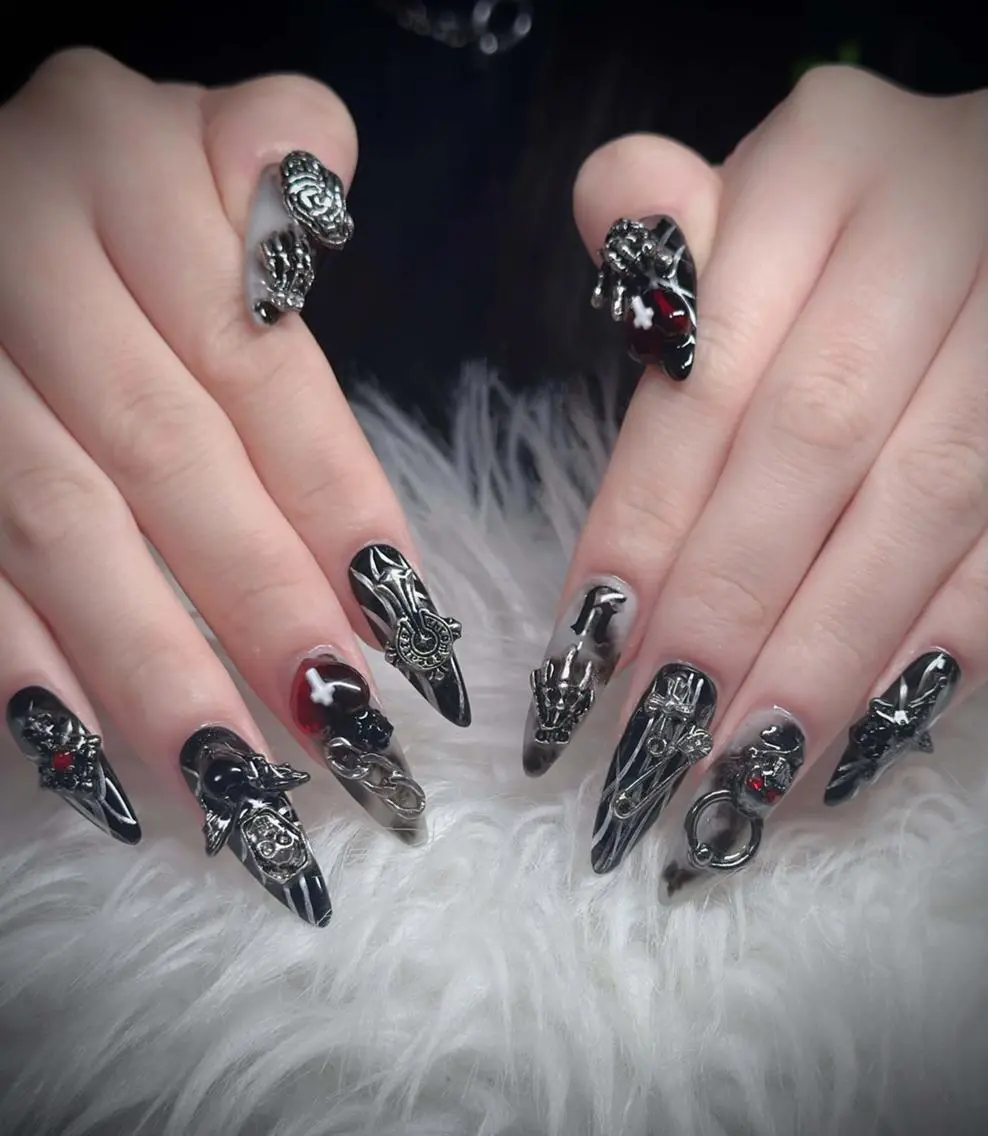 ネイル オーロラネイル フレンチネイル ジェルネイル ハロウィン キラキラネイル ハンドネイル H.baby Nail Salonのネイルデザイン
