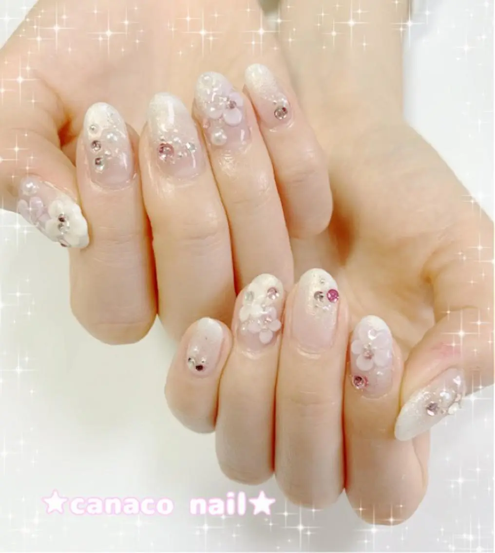 ネイル アートネイル ジェルネイル パラジェル ストーンネイル ブライダルネイル ハンドネイル ハンドケア ベテランネイル cnc  nailのネイルデザイン