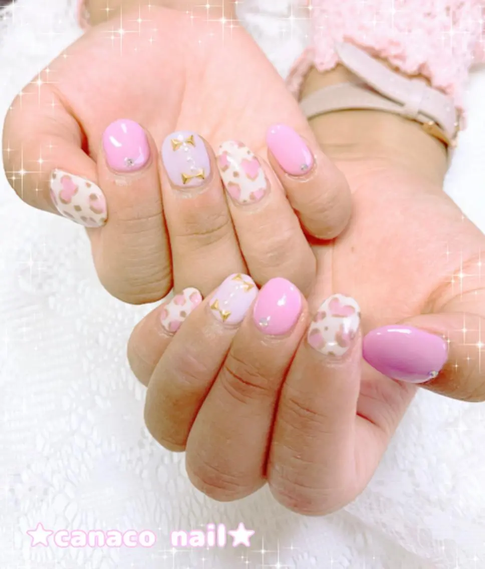 ネイル アニマル柄 ガーリー ハンドネイル ハンドケア ベテランネイル cnc nailのネイルデザイン