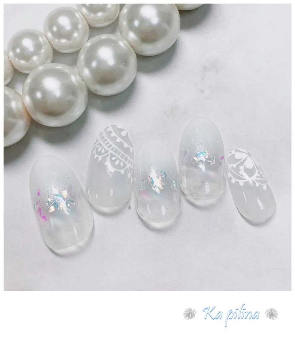 ネイル グラデーション レース Nail salon Ka pilinaのネイルデザイン