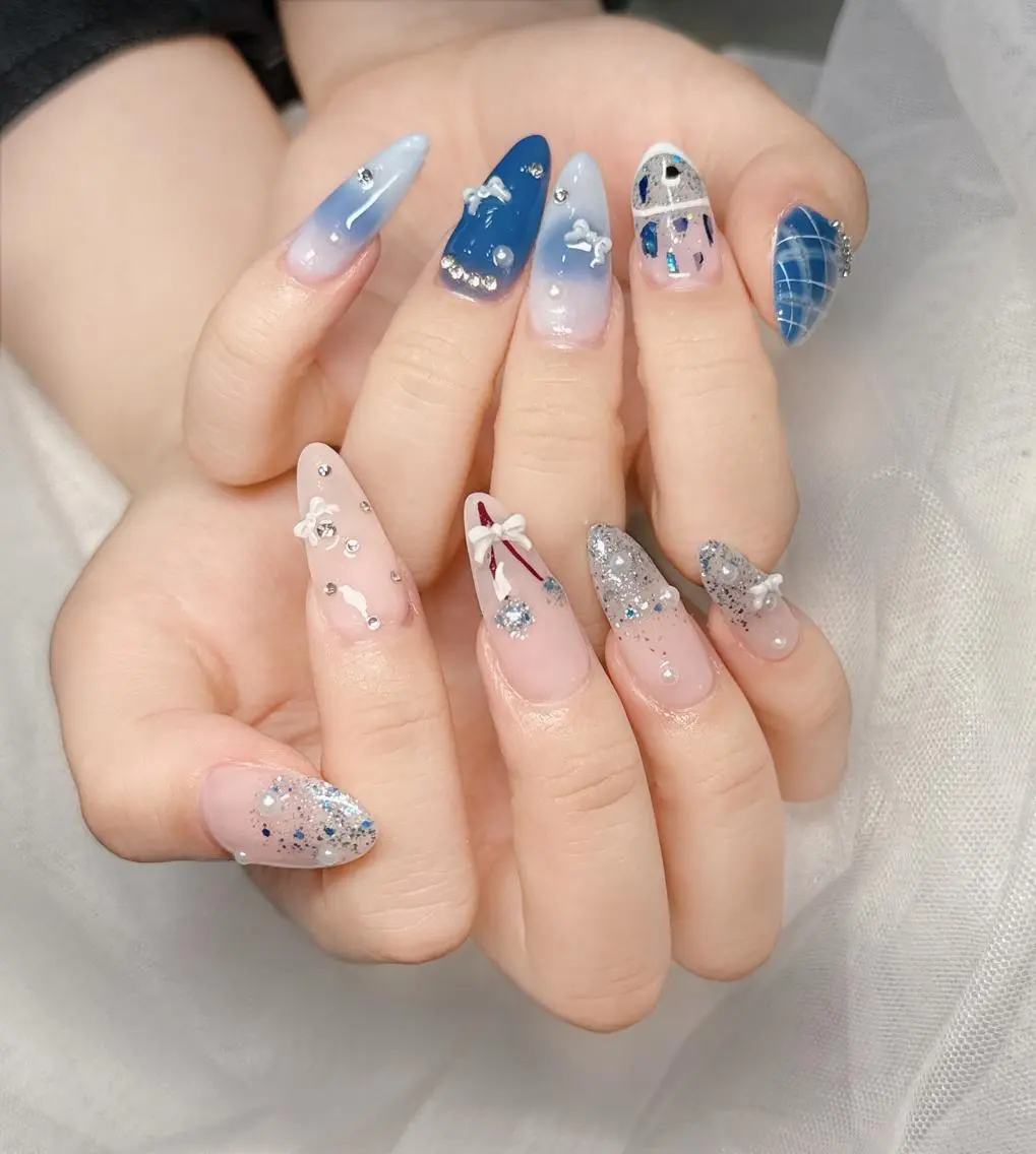ロング カラー グラデーションカラー 韓国風ヘア ハンドネイル yuna ユナのネイルデザイン