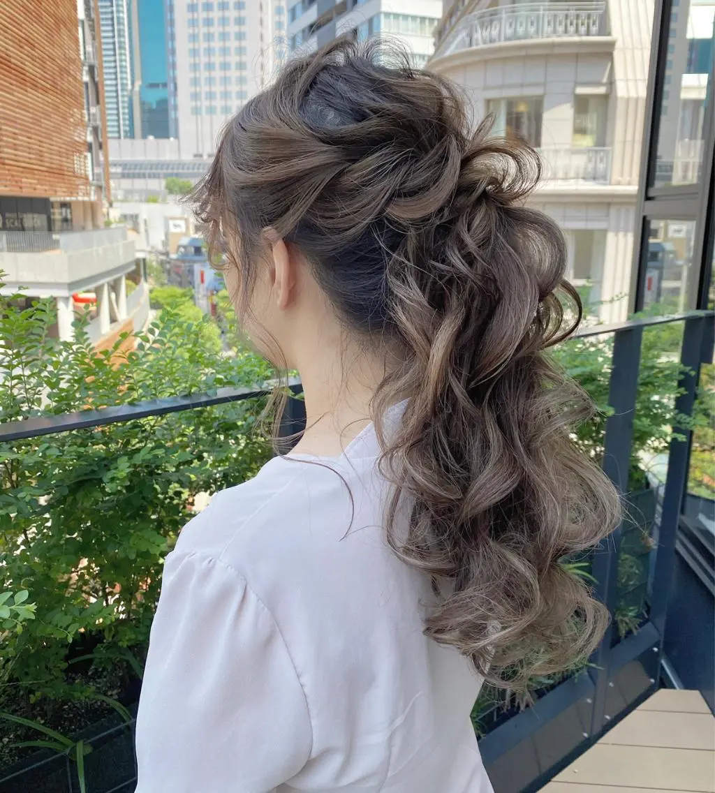 ロング カラー ヘアアレンジ メンズ キッズ ネイル マツエク・マツパ ヘアセット ハイライト、レイヤー カット/西梅田/中西のヘアスタイル
