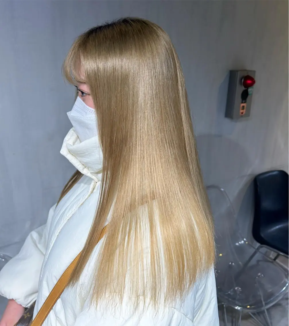ロング アッシュ ピンクブラウン パープルカラー 髪質改善 トリートメント MEI🎀レイヤー 🎀韓国styleのヘアスタイル