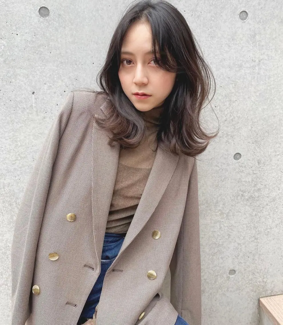 セミロング カラー 顔周りカット 似合わせカット 鈴木早記 insta →saki_03sのヘアスタイル