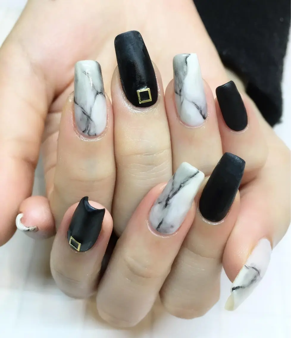 ネイル アートネイル ジェルネイル 大理石ネイル(マーブル) シンプルネイル スクエアネイル nail salon Soeurのネイルデザイン