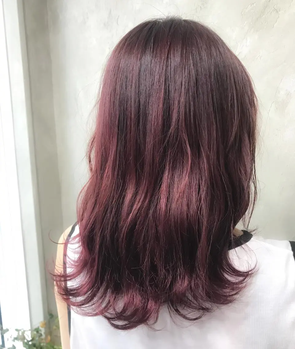 ミディアム カラー パーマ レッドカラー 🌈髪質改善💕 縮毛矯正✨青木まで✨のヘアスタイル