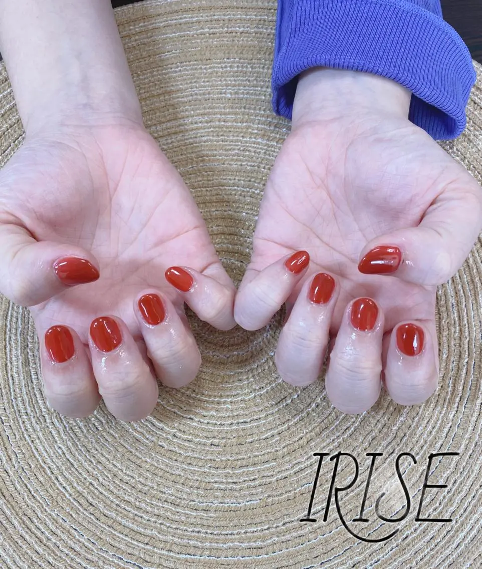 ネイル 赤色 ショートネイル salon de iriseのマツエク・マツパデザイン