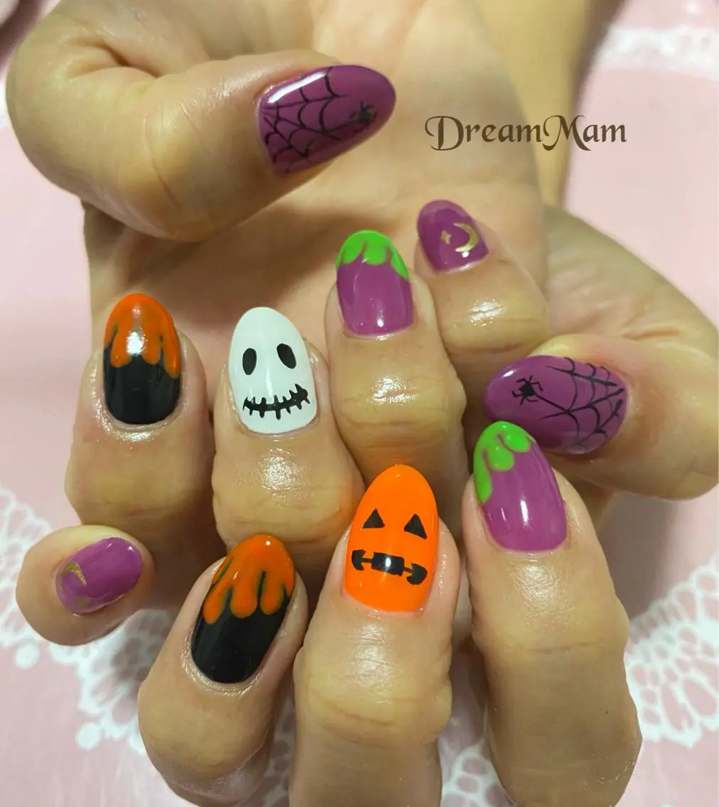 ネイル アートネイル ジェルネイル ハロウィン 韓国ネイル 持ち込み Nail Salon Dream Mamのネイルデザイン