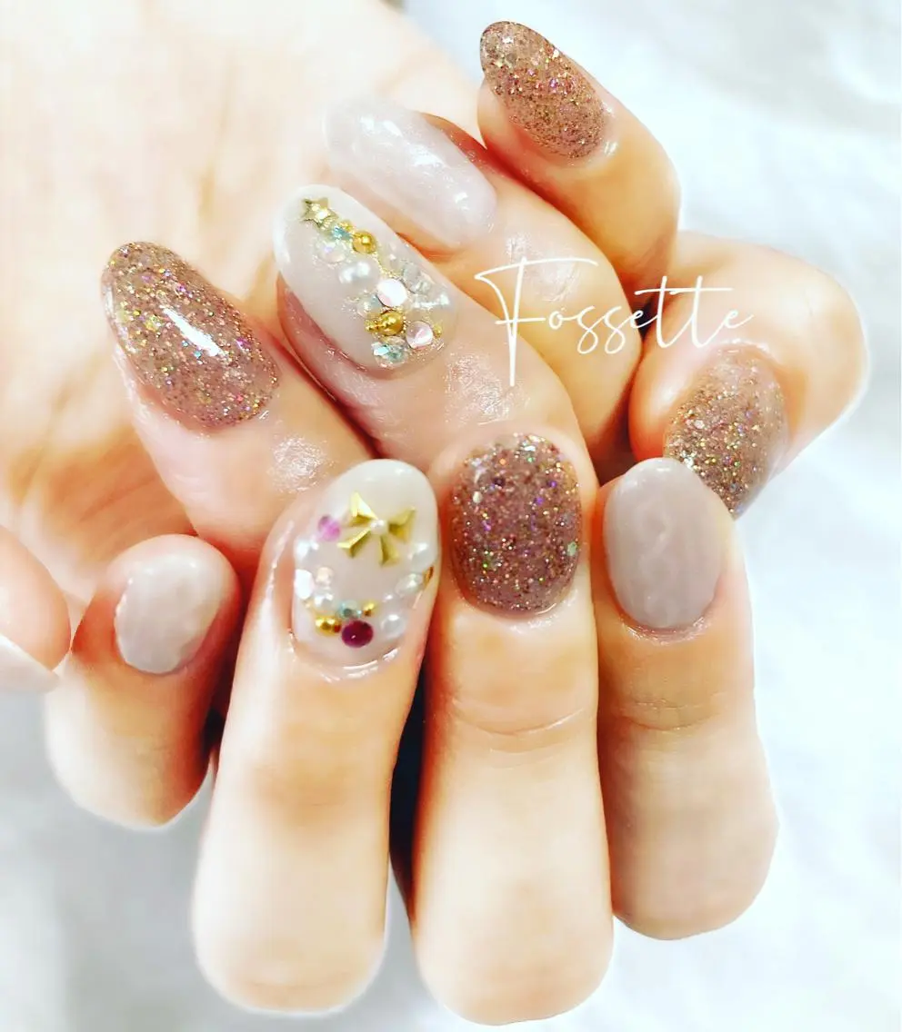 ネイル フラッシュネイル 冬ネイル クリスマス ハンドネイル nailsalon Fossetteのネイルデザイン