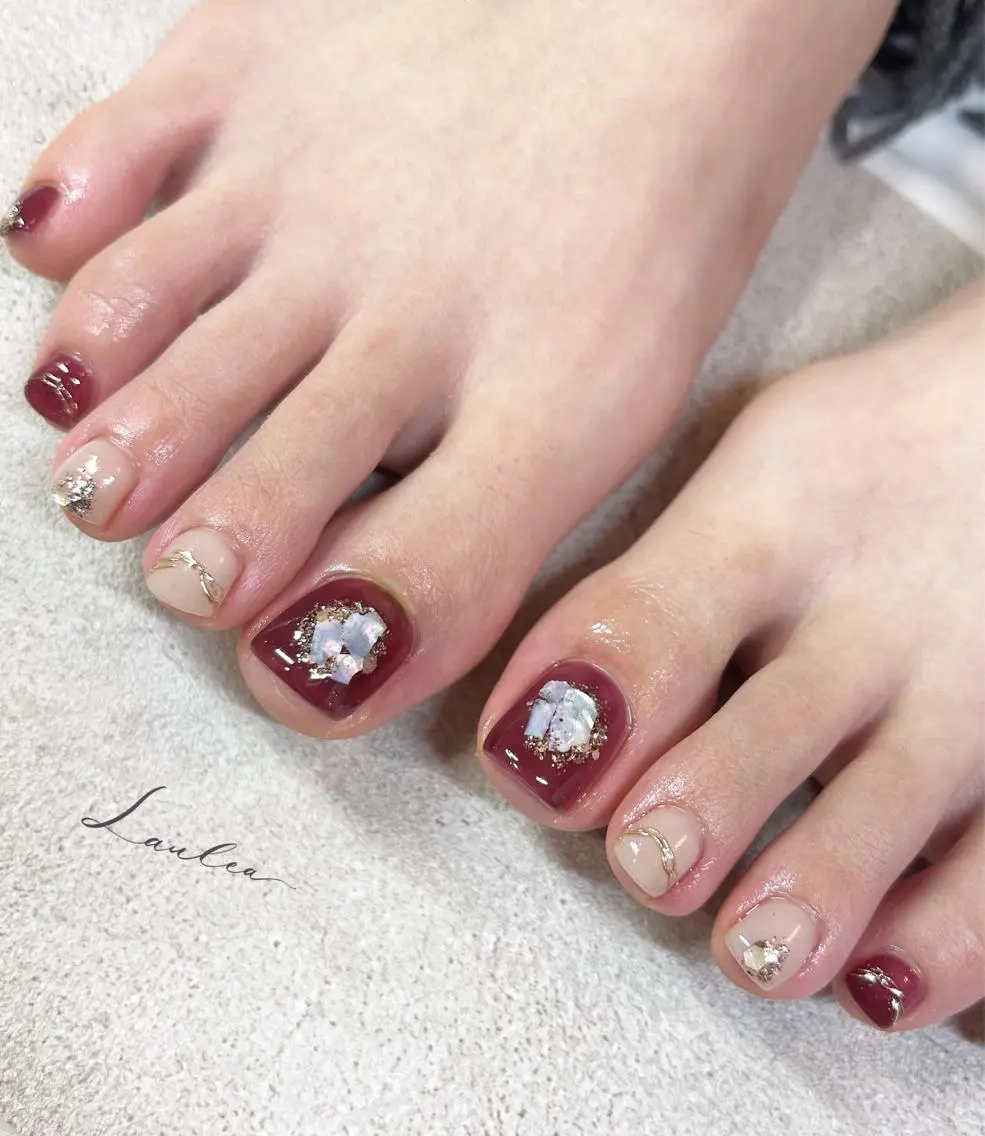 ネイル フットネイル 韓国ネイル nail salon Lauleaのネイルデザイン