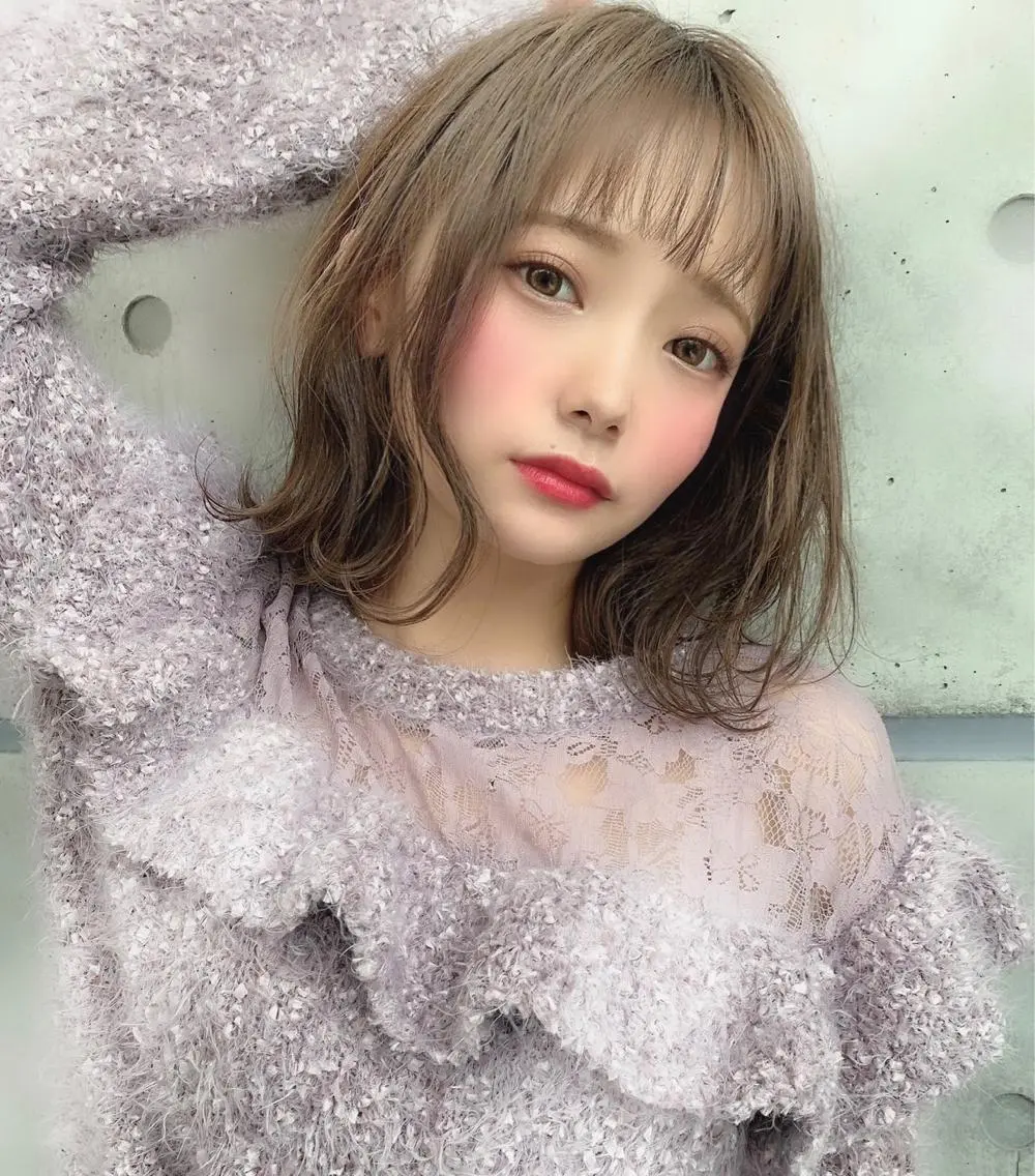 ミディアム カラー ベージュカラー 透明感カラー ミルクティーベージュ 大人かわいい💍🤍 ボブ/ショートボブのヘアスタイル