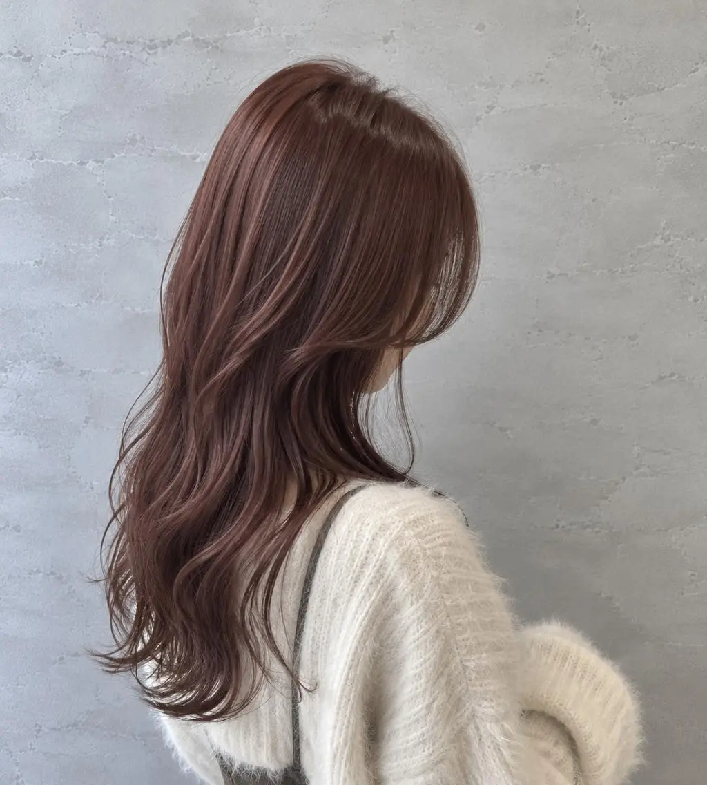 ロング カラー カシス ピンクカラー ロング 脇田 麗乃のヘアスタイル