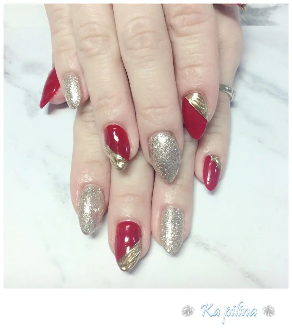 ネイル ボルドー ミラーネイル Nail salon Ka pilinaのネイルデザイン