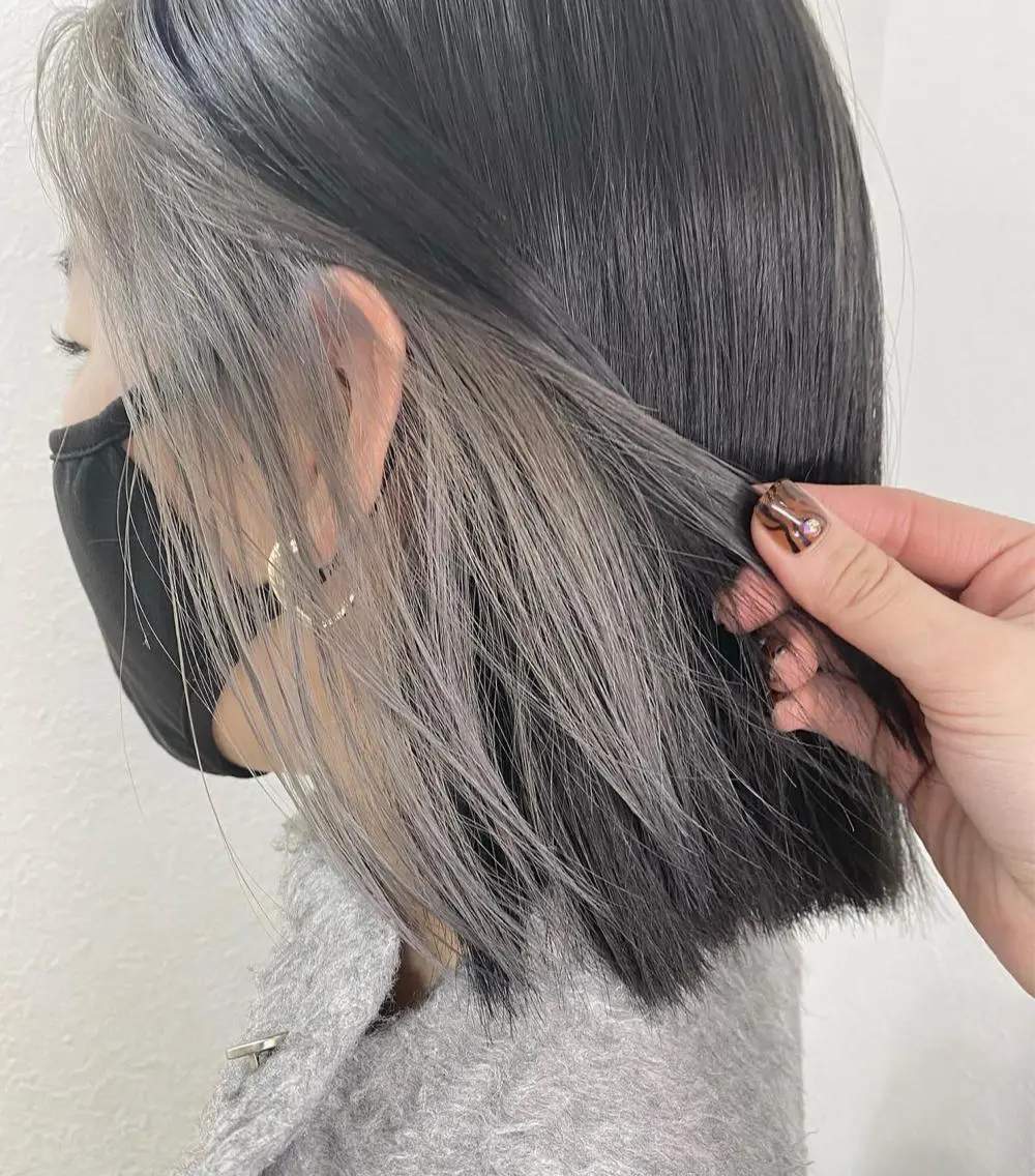 ミディアム カラー ベージュカラー 黒髪 ブルーカラー ブルーブラック インナーカラー 遠藤沙也加 /レイヤーカットのヘアスタイル