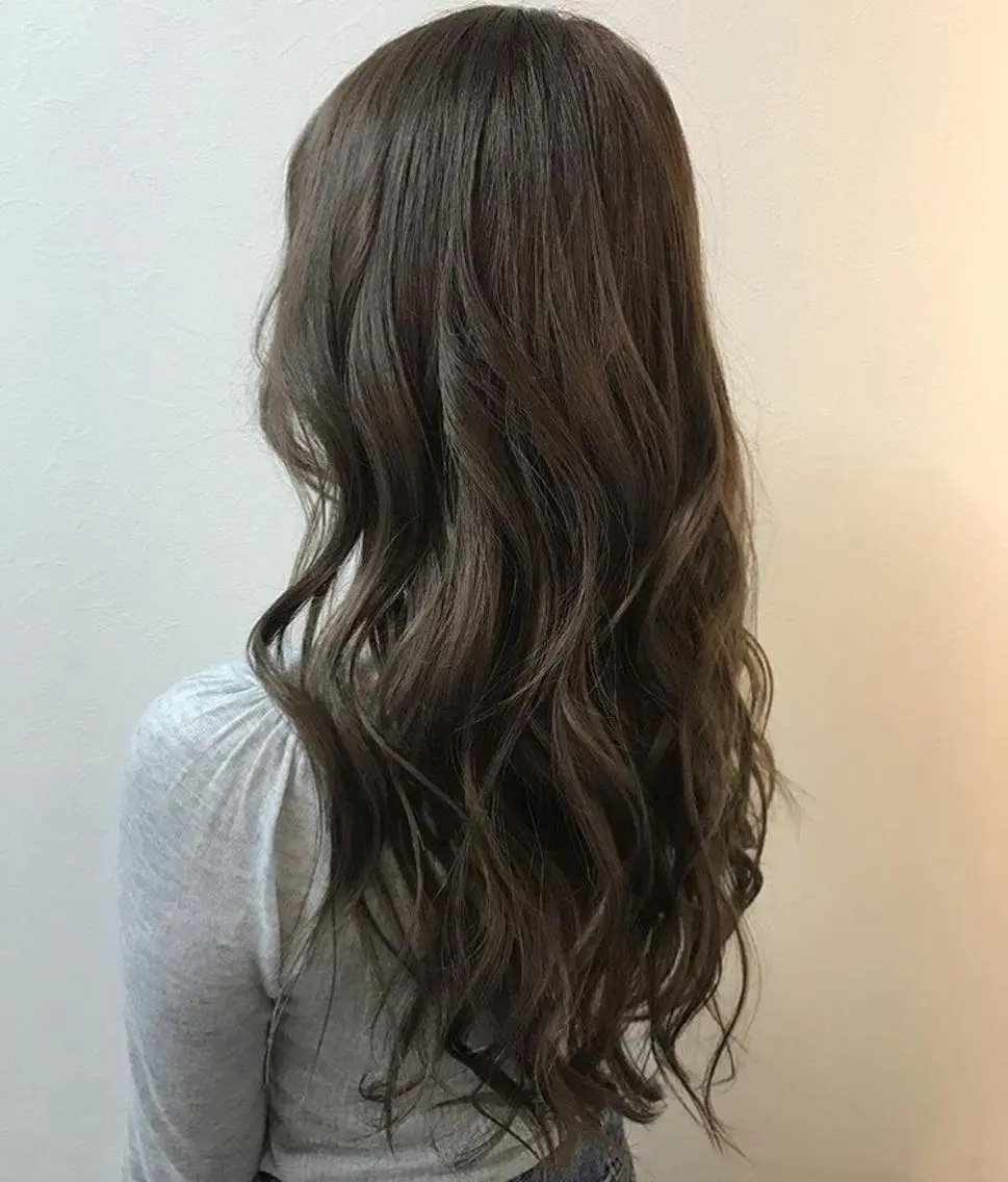 ロング カラー パーマ ヘアアレンジ 大阪レミーエクステ チビ編み込みのヘアスタイル