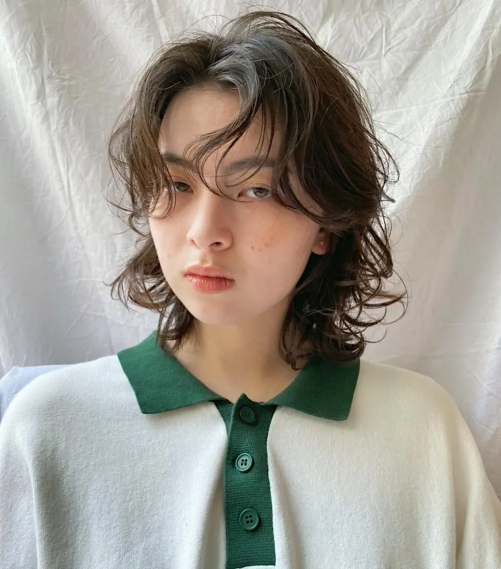 ミディアム パーマ ミディアムパーマ レイヤーカット 🍃服部 雅哉🍃銀座◎のヘアスタイル