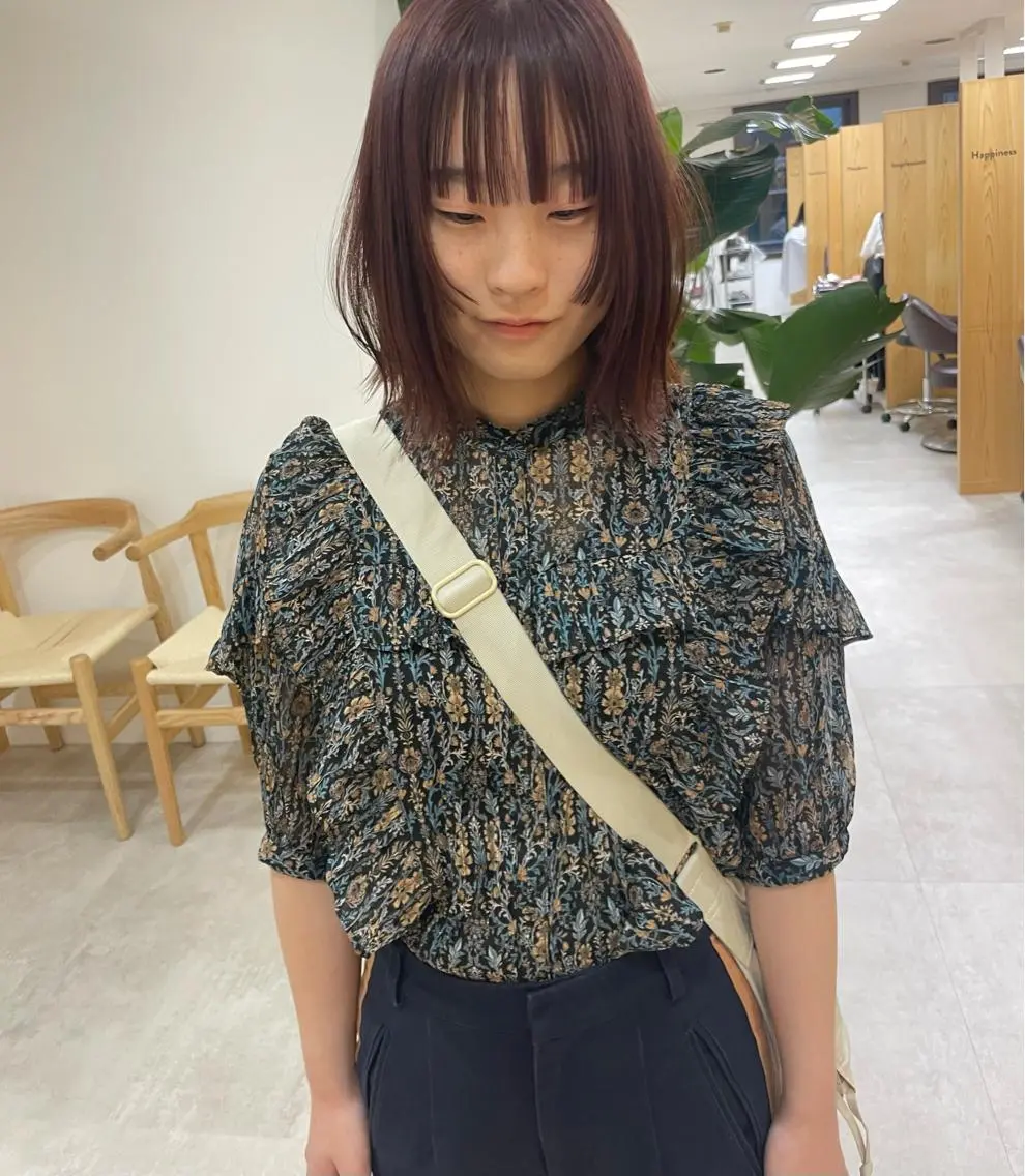 ミディアム カット ヘアカラー トリートメント minatsu 東京の技術を京都でのヘアスタイル