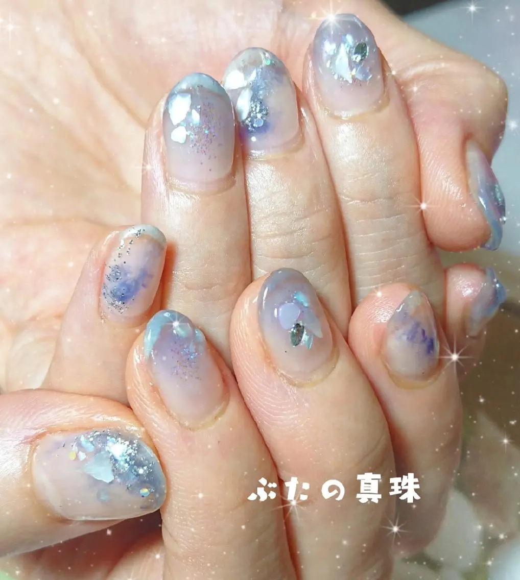 ネイル ブルー ハンドネイル 林 珠里のネイルデザイン