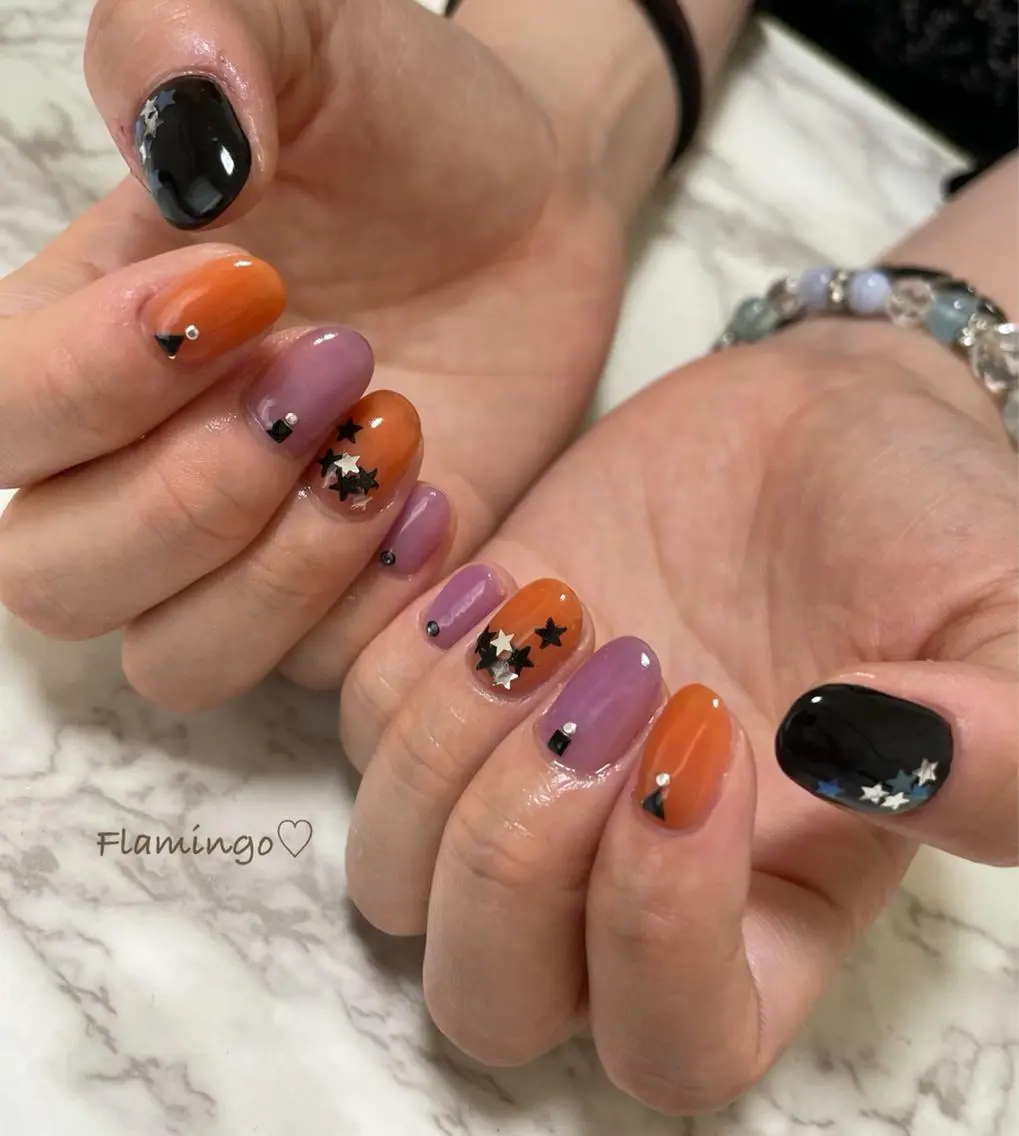ネイル ジェルネイル ハロウィン ワンカラーネイル フィルイン/爪育成♡ 40代からのサロンのネイルデザイン