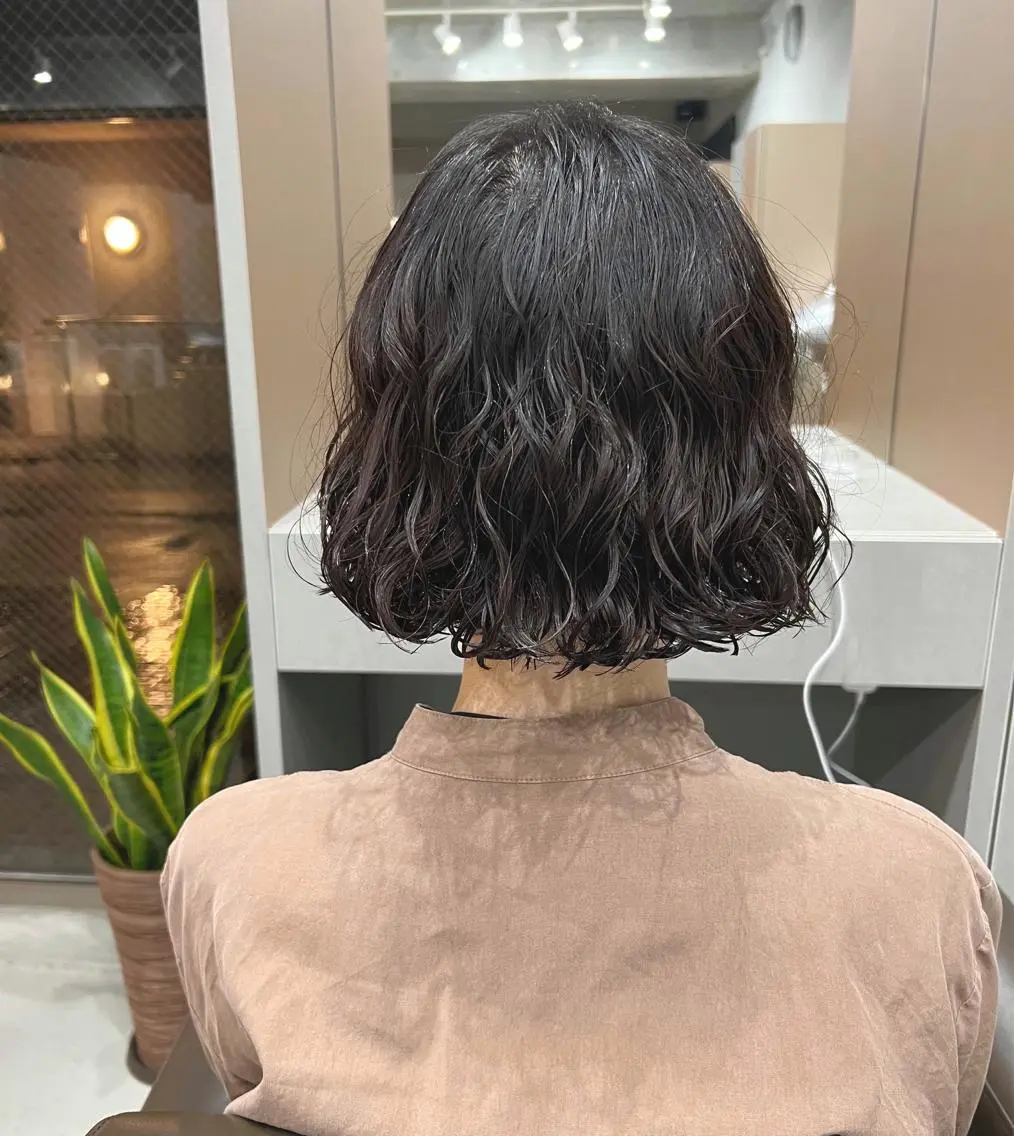 ショート パーマ カット ヘアカラー パーマ ボブパーマコテ巻き風 パーマNo1深江秀平のヘアスタイル