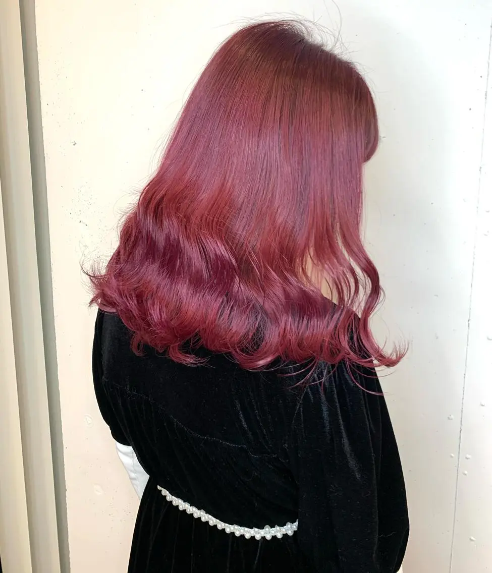 ロング カラー ヘアアレンジ ピンクカラー マツオカ マコのヘアスタイル